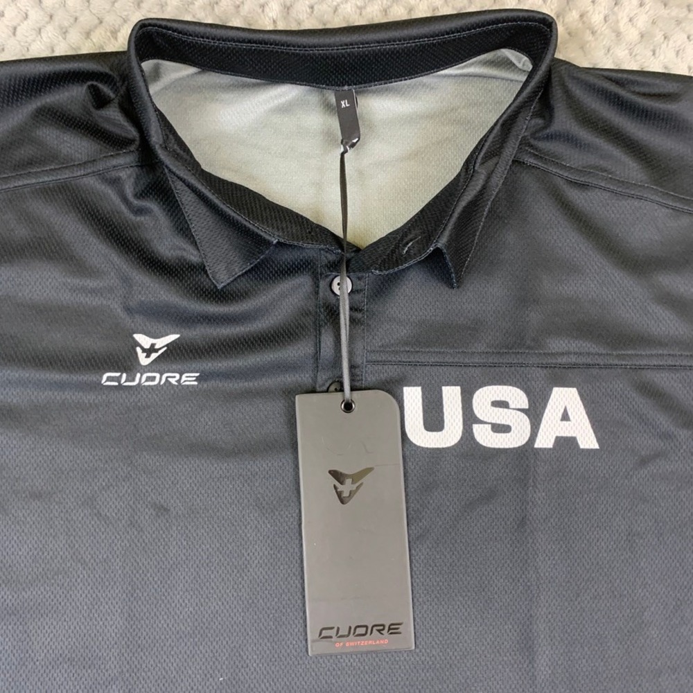 Cuore USA Cycling Polo Shirt Mens XL Black Performance Team USA NWT 2021